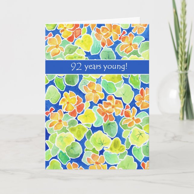 Carte Bright Orange Nasturtiums Floral 92e anniversaire (Devant)