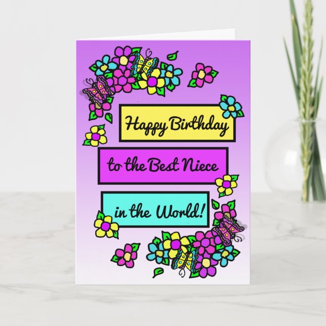 Carte Bright Pretty Whimsday pour la nièce (Devant)