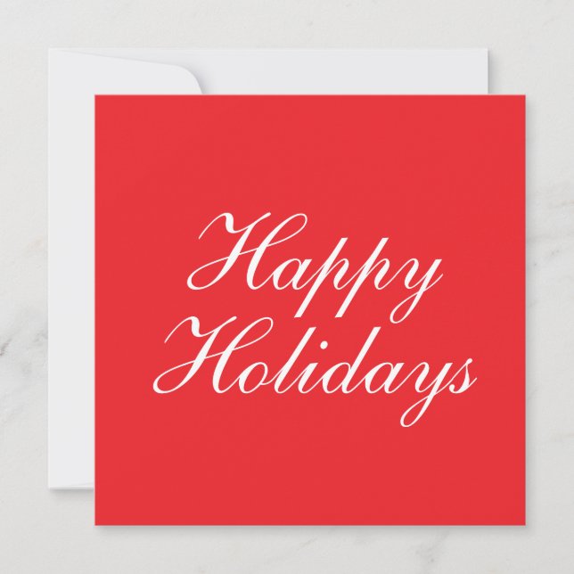 Carte Bright Red Plain Elegant Happy Holidays Card (Devant)