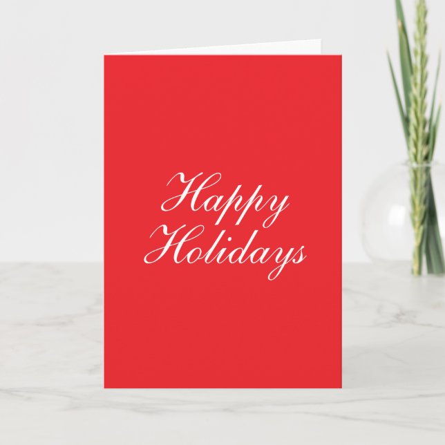 Carte Bright Red Plain Elegant Happy Holidays Message (Devant)