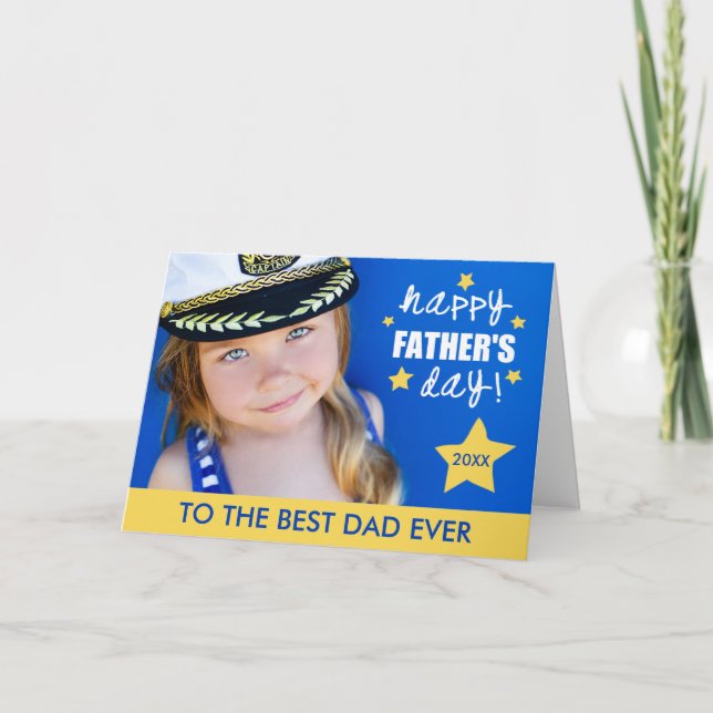 Carte Bright Stars Fête des pères Photo Grey Card (Devant)