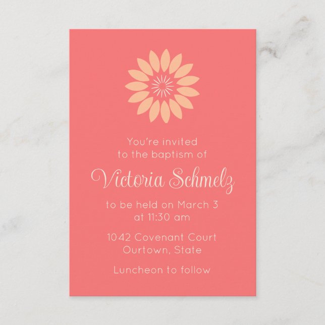 Carte Bright Stylized Sunflower Feminine Baptism (Devant)
