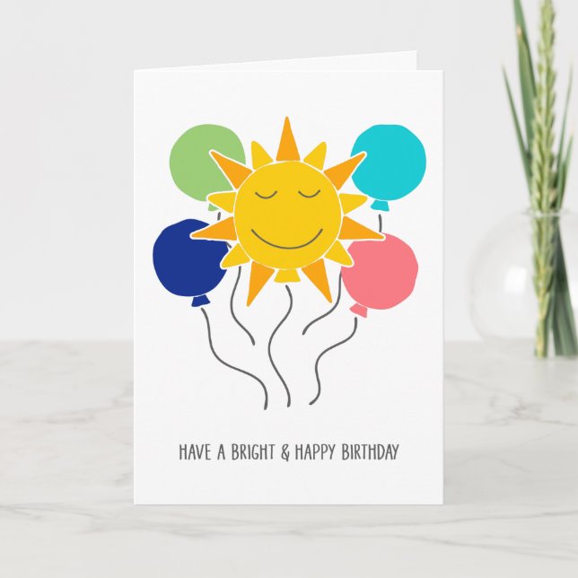 Carte Bright Sunshine and Balloons Joyeux anniversaire (Devant)