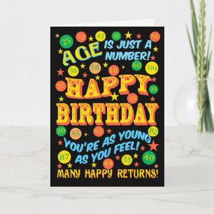 Carte Bright Text-based Birthday for Any Age on Black
