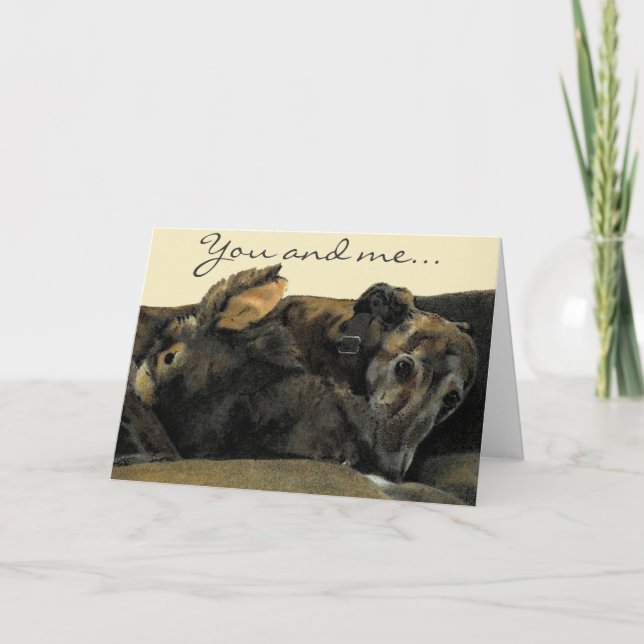 Carte Brindle de Saint-Valentin de lévrier et de (Devant)