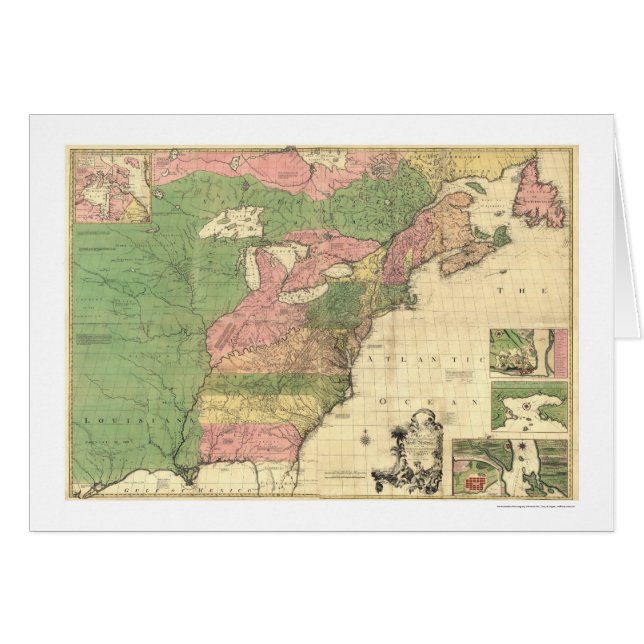 Carte britannique 1755 de l'Amérique de Français (Devant horizontal)