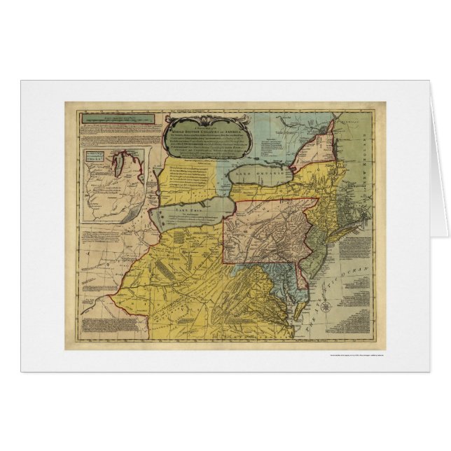 Carte britannique de l'Amérique de colonies - 1771 (Devant horizontal)