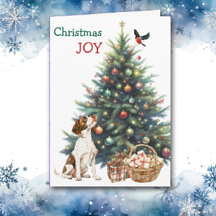 Carte Brittany Chien, Bullfinch et Holiday Tree