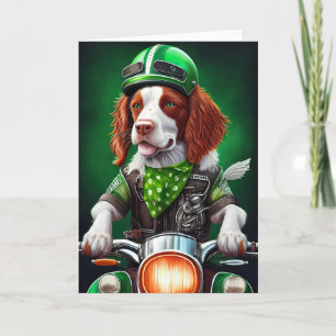 Carte Brittany Spaniel conduite vélo St. Patrick's Day
