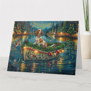 Carte Brittany Spaniel Noël Festive Voyage