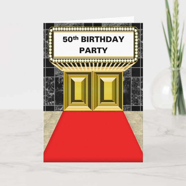 Carte Broadway Marquee Red Carpet 50 th Birthday Party (Devant)