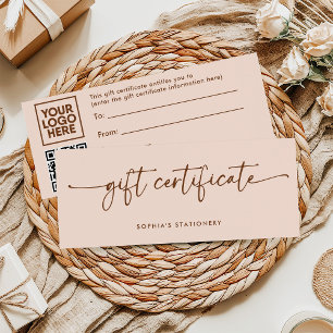 Carte Broche neutre et script Brown Certificat cadeau