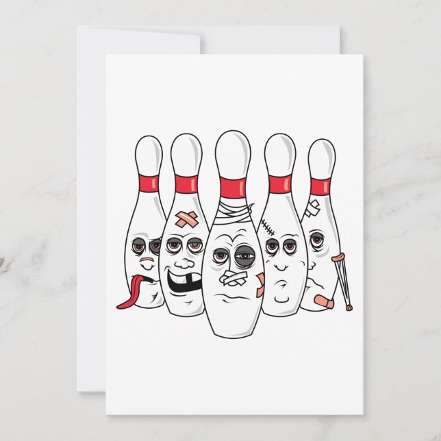 Carte broches de bowling blessées cassées (Devant)