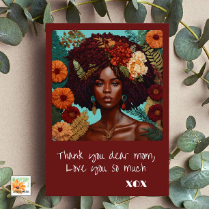 Carte broderie de fleurs fête des mères avec beau visage