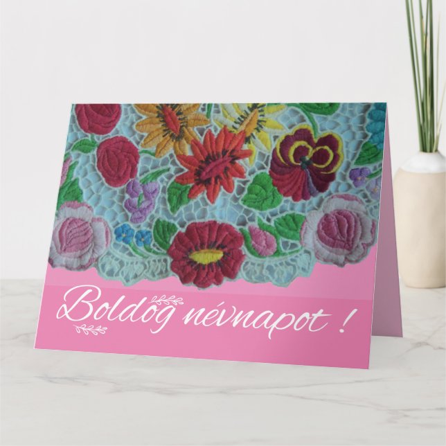 Carte Broderie florale vintage du sud de la Hongrie (Devant)