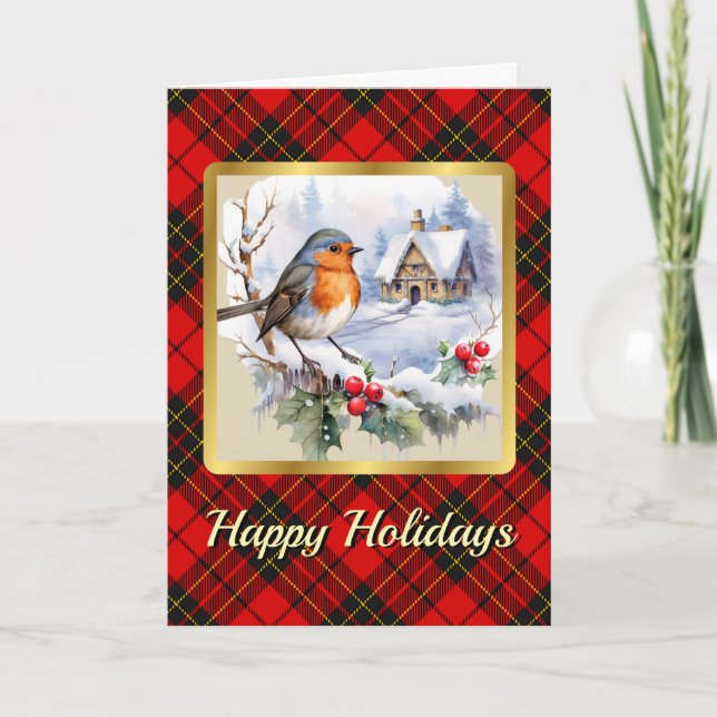 Carte Brodie Crest & Tartan avec Robin Personnalisé (Devant)