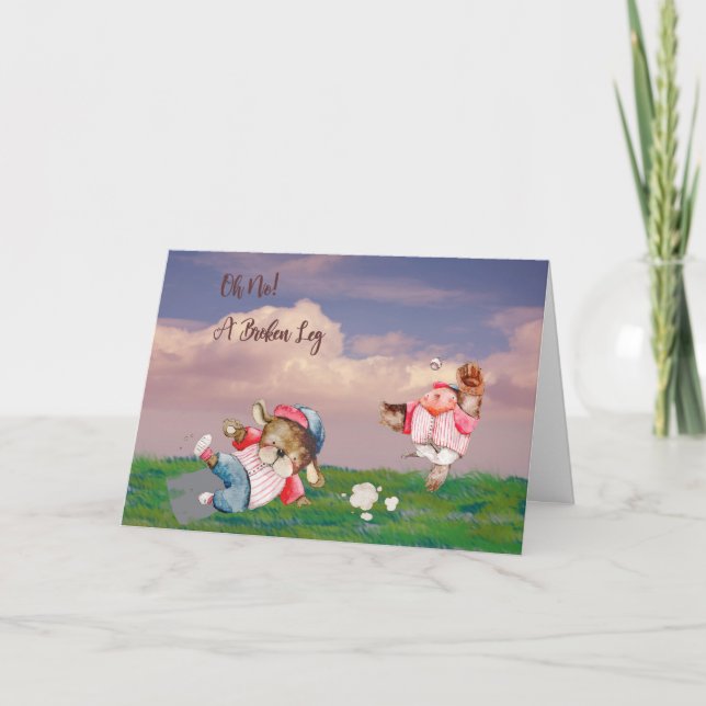 Carte Broken Leg Kids Card avec des animaux de baseball (Devant)