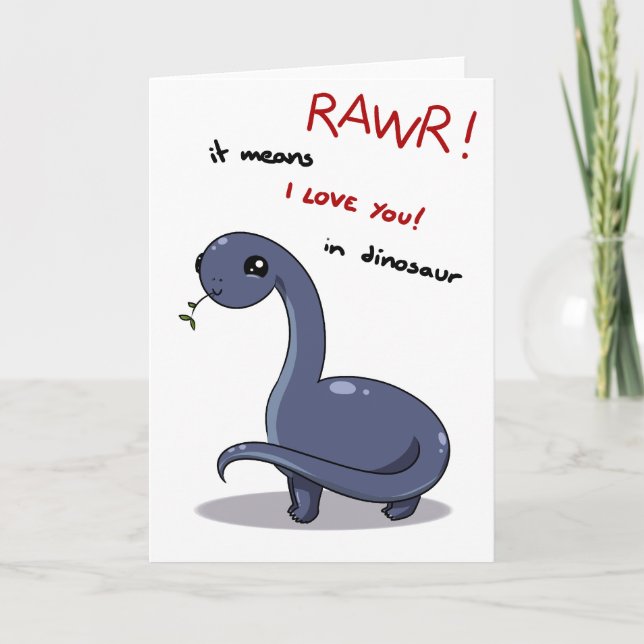 Carte brontosaure signifie que je t'aime (Devant)