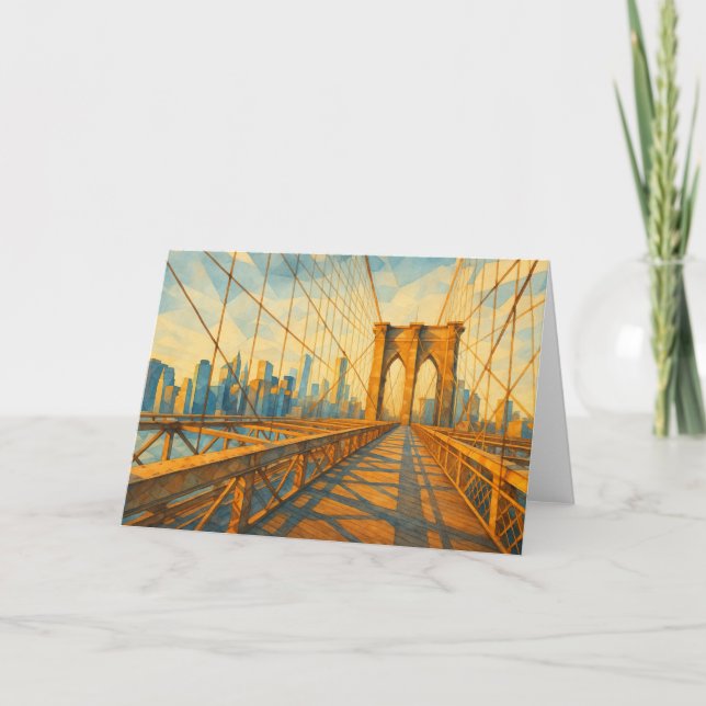 Carte Brooklyn Bridge Sunrise Watercolor Card (Devant)