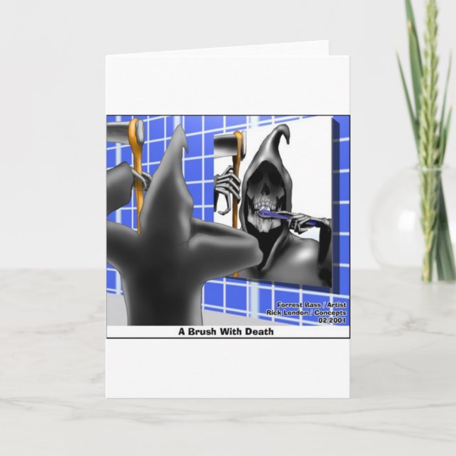 Carte Brosse Avec La Mort Drôle Drôle Halloween Dons De  (Devant)