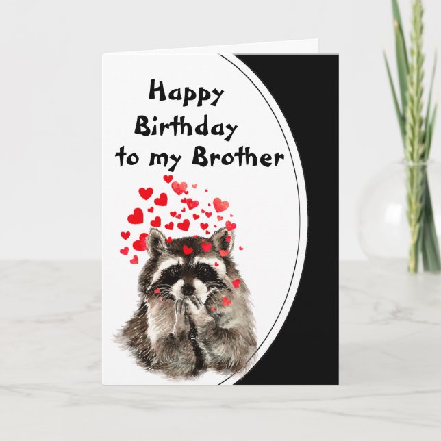 Carte Brother Birthday Hugs & Kisses Raccoon Animal Card (Devant)