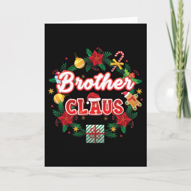 Carte Brother Claus Christmas Père Noël Laurel Wreath Mi (Devant)