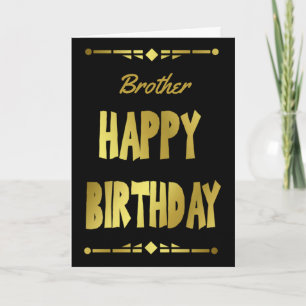 Carte Brother Modern Black Gold Joyeux anniversaire