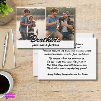 Carte Brothers Best Friends card with Photo and Poem 