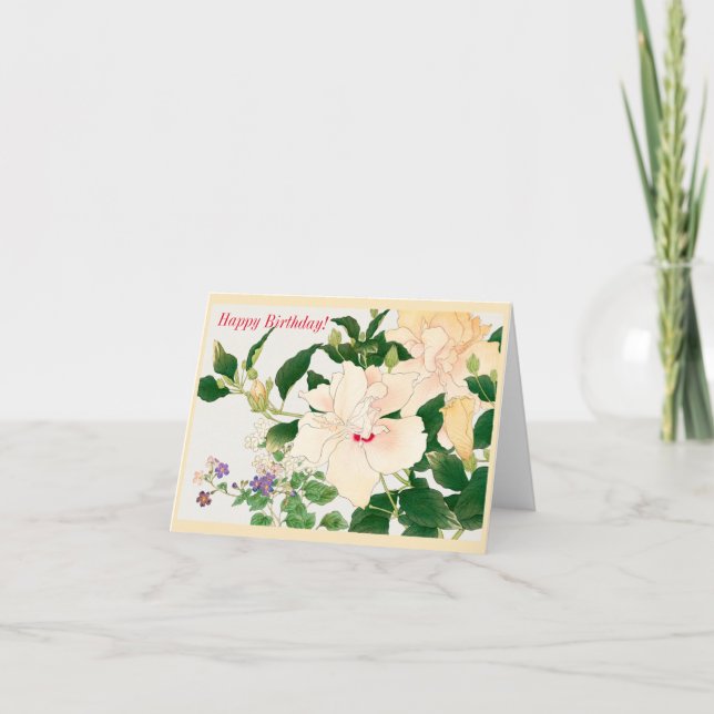 Carte Browallia & fleur ibiscus (Devant)