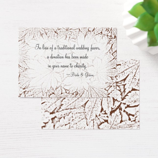 Carte Brown Abstraite Mariage Charity Favor Card (Bureau)