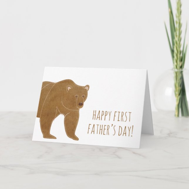 Carte Brown Bear Bonne Première Fête des pères (Devant)