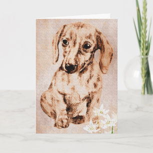 Carte Brown Dachshund and Edelweiss Greeting Card