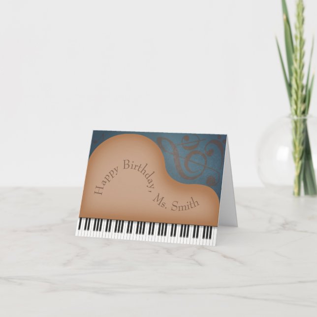 Carte Brown Grand Piano Cute Musique Personnalisée Anniv (Devant)