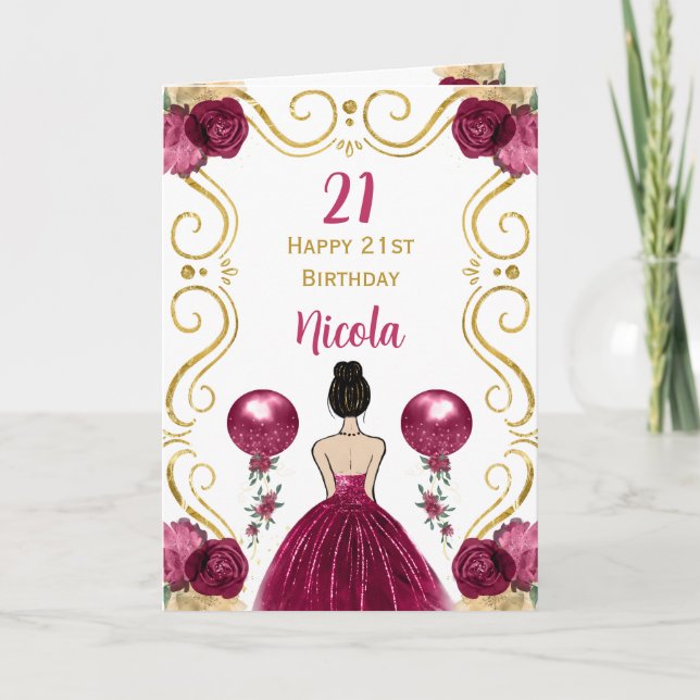 Carte Brown Hair Princesse Bourgogne Joyeux Anniversaire (Devant)