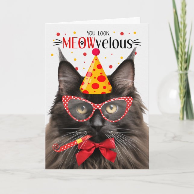 Carte Brown Maine Coon Cat MEOWvelous Anniversaire (Devant)