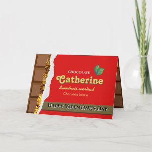 Carte Brown réaliste & Valentines rouges Chocolat amusan