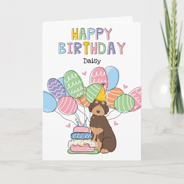 Carte Brown Tan Aussiedoodle Chien Joyeux anniversaire (Devant)