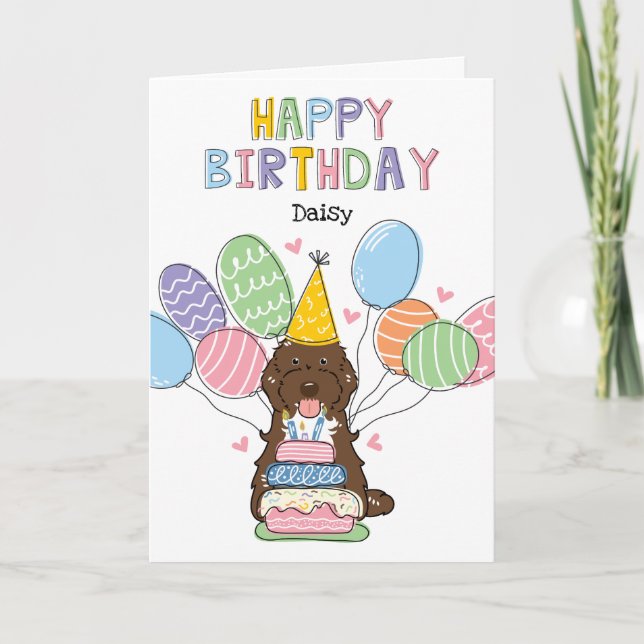 Carte Brown Tuxedo Cockapoo Cavapoo Chien Joyeux Anniver (Devant)