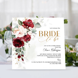 Carte Brugundy et Blush rose Floral Mariée