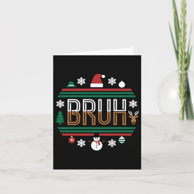 Carte Bruh Funny Noël Rouge Plaid Ados Garçons Enfants X (Devant)