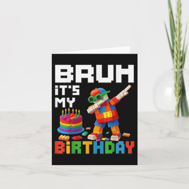 Carte Bruh Son Anniversaire Maître Bâtiment Bâtir Brick  (Devant)