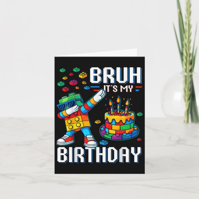 Carte Bruh Son Anniversaire Maître Constructeur Blocs (Devant)