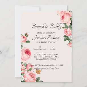 Carte Brunch de Fête des mariées rose vif