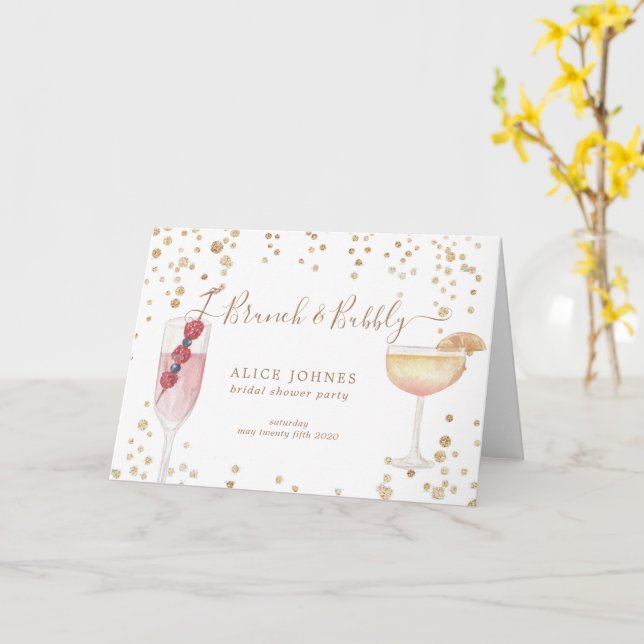 Carte brunch et bulle or et parties scintillant douche n (Fleur jaune)