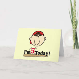 Carte Brunette Boy Baseball 5e anniversaire