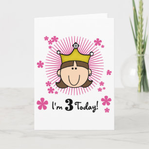 Carte Brunette Princesse 3e Anniversaire Tshirts et cade