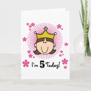 Carte Brunette Princesse 5e Anniversaire Tshirts et cade