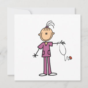 Carte Brunette Stick Figure Nurse