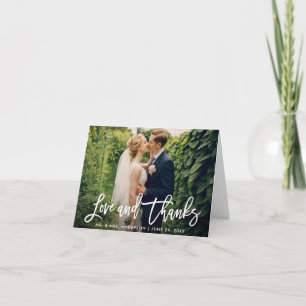 Carte Brush Script Mariage Photo Love Thanks Modern Note