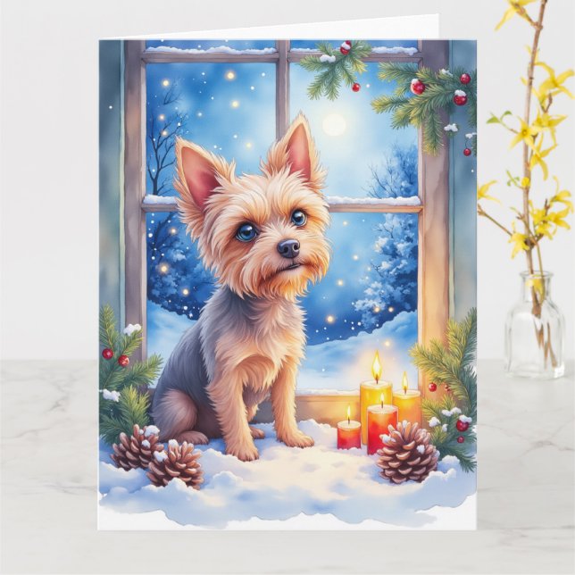 Carte Brussels Griffon Frosted Window Christmas Art (Fleur jaune)